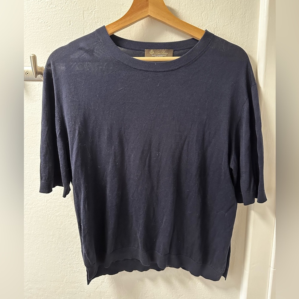 Loro Piana Indigo Cashmere short sleeve T Shirt, Top